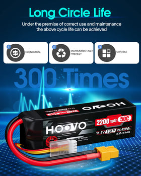 HOOVO 3S LiPo battery packaging shows two-pack value.