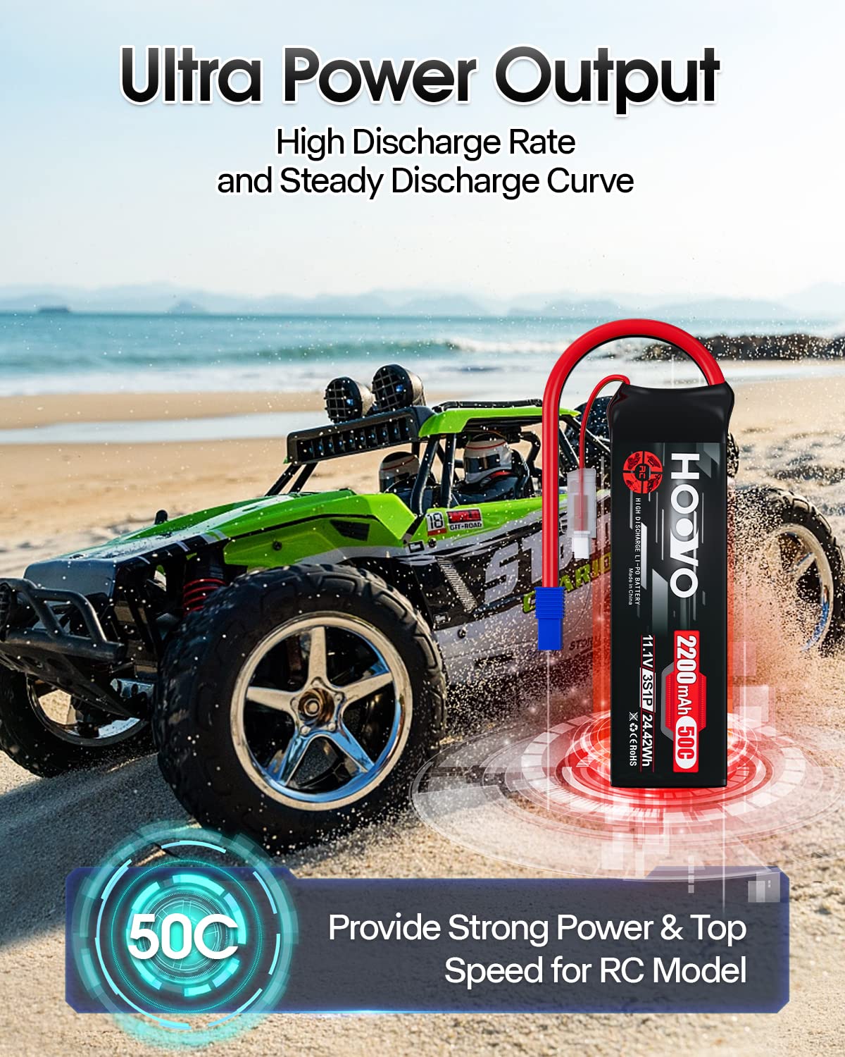 HOOVO EC3-compatible battery for FPV quads and small RC models.