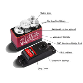 Hooyij DS3240MG integrated into 1/8 and 1/10 scale RC cars.