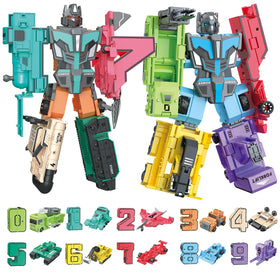 HOPANDOS Number Robots transforming toy assembly encourages imaginative play and counting.
