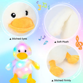 Hopearl white fabric duck plush is soft and cuddly for kids.