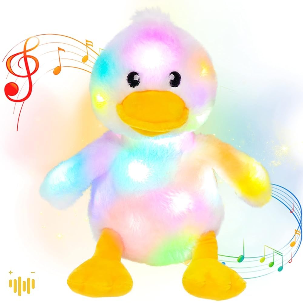 Hopearl LED musical duck plush light-up glows softly for bedtime comfort.
