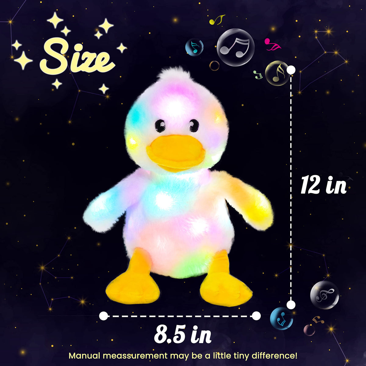 Hopearl duck plush glow-dark feature helps kids feel safe at night.