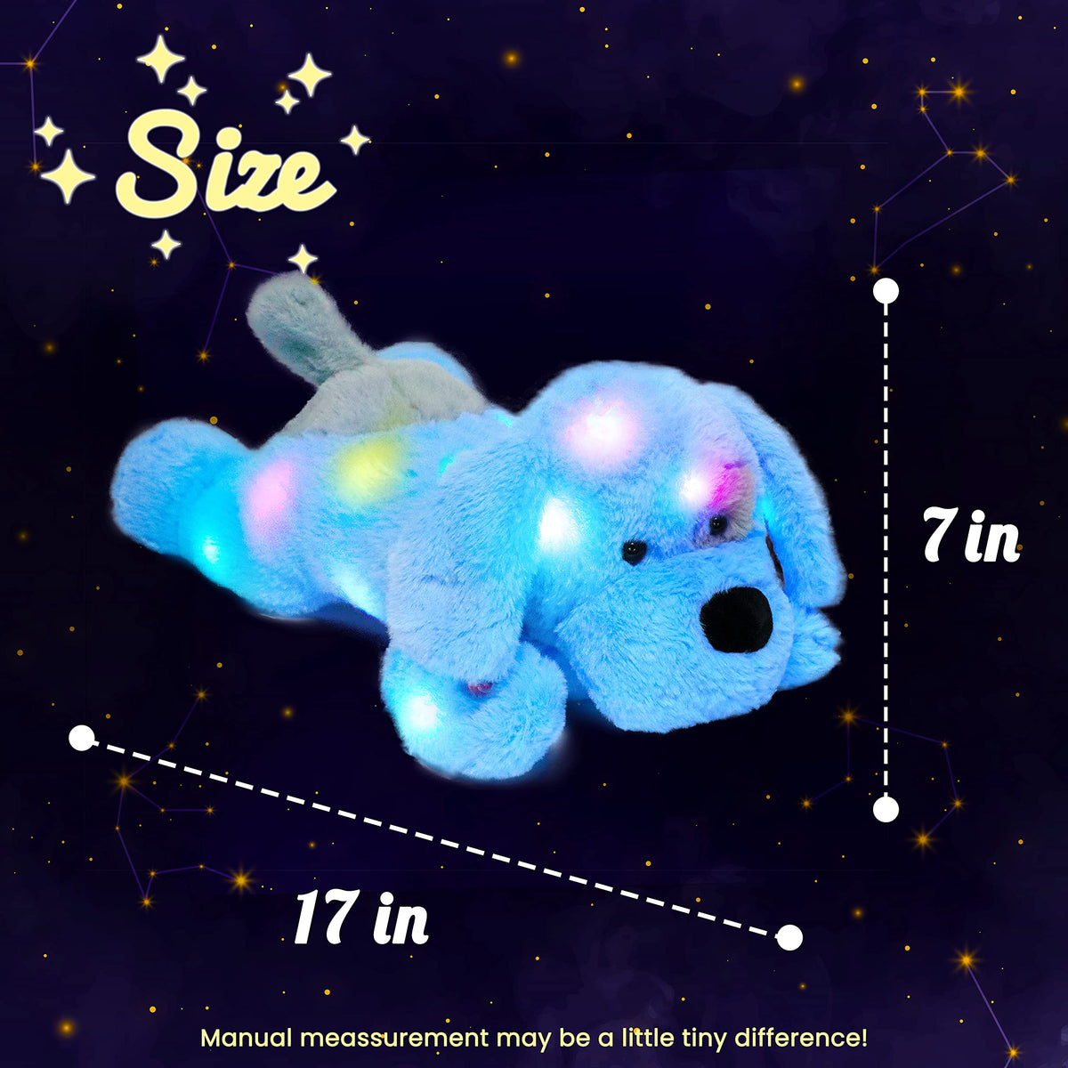 Hopearl floppy pup night light with color-changing LEDs fosters calm evenings.