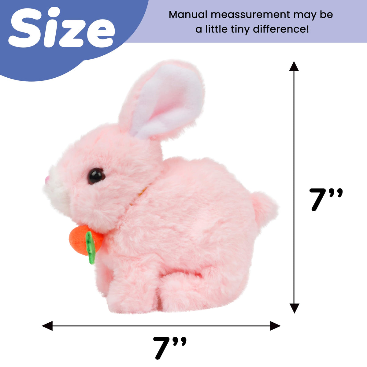 Hopearl hopping rabbit in animated action demonstrates hopping and sound features to stimulate curiosity.