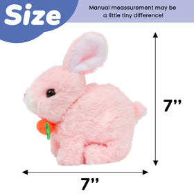 Hopearl hopping rabbit in animated action demonstrates hopping and sound features to stimulate curiosity.