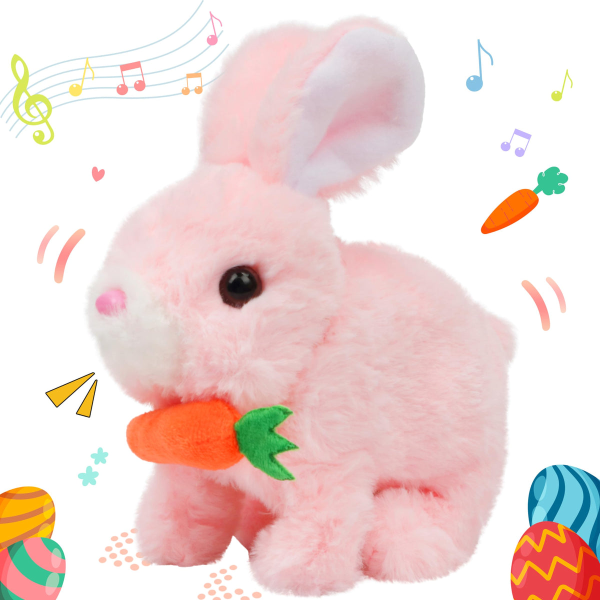 Hopearl hopping rabbit pink front view showcases engaging interactive play and imaginative storytelling.