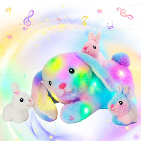 Hopearl mommy bunny plush glows softly for bedtime comfort.