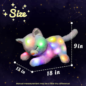 Hopearl plush cats display rainbow blue, white and pink kittens.