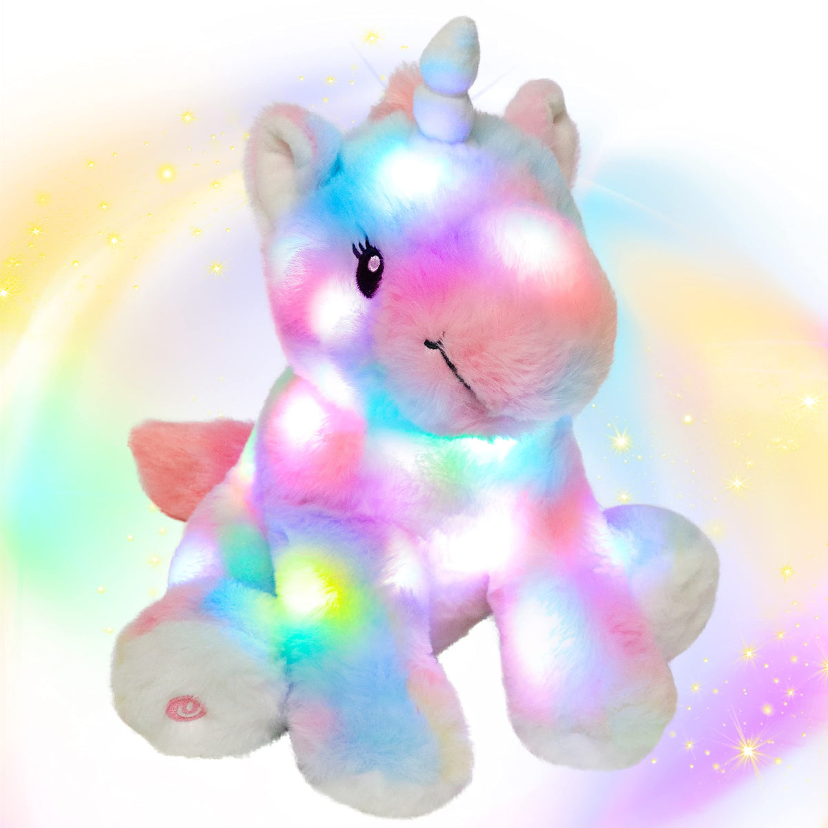 Hopearl LED plush unicorn glows softly for bedtime comfort.