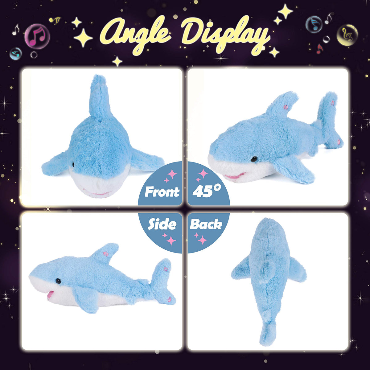 Hopearl LED shark 16-inch blue plush for cozy nights