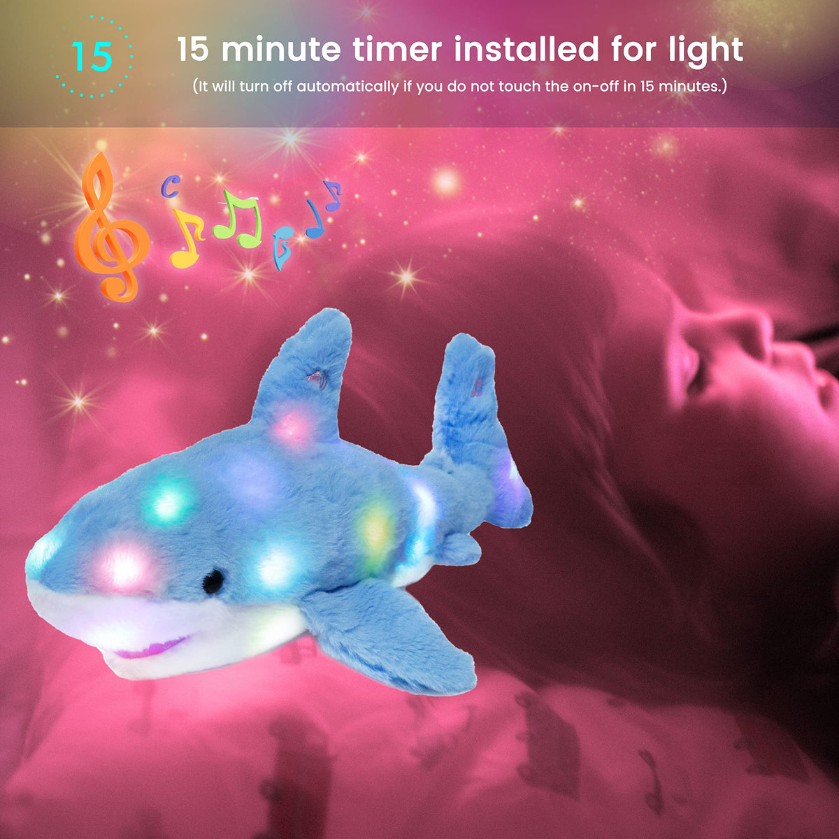 Hopearl shark plush opens easily for battery setup