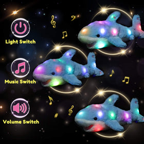 Hopearl shark plush displays color-changing glow for bedtime ambiance