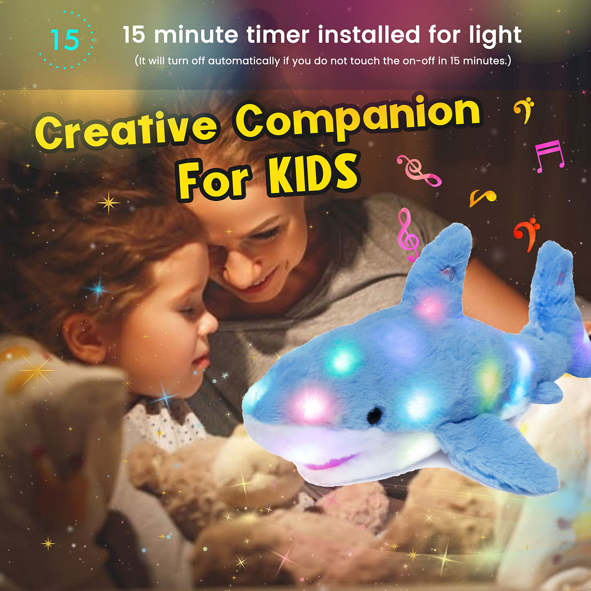 Hopearl shark plush ideal as a gift for kids' birthdays