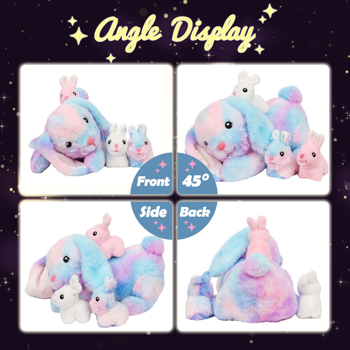 Hopearl mommy bunny belly zipper open reveals removable babies for interactive play