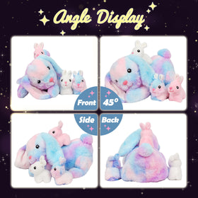 Hopearl mommy bunny belly zipper open reveals removable babies for interactive play