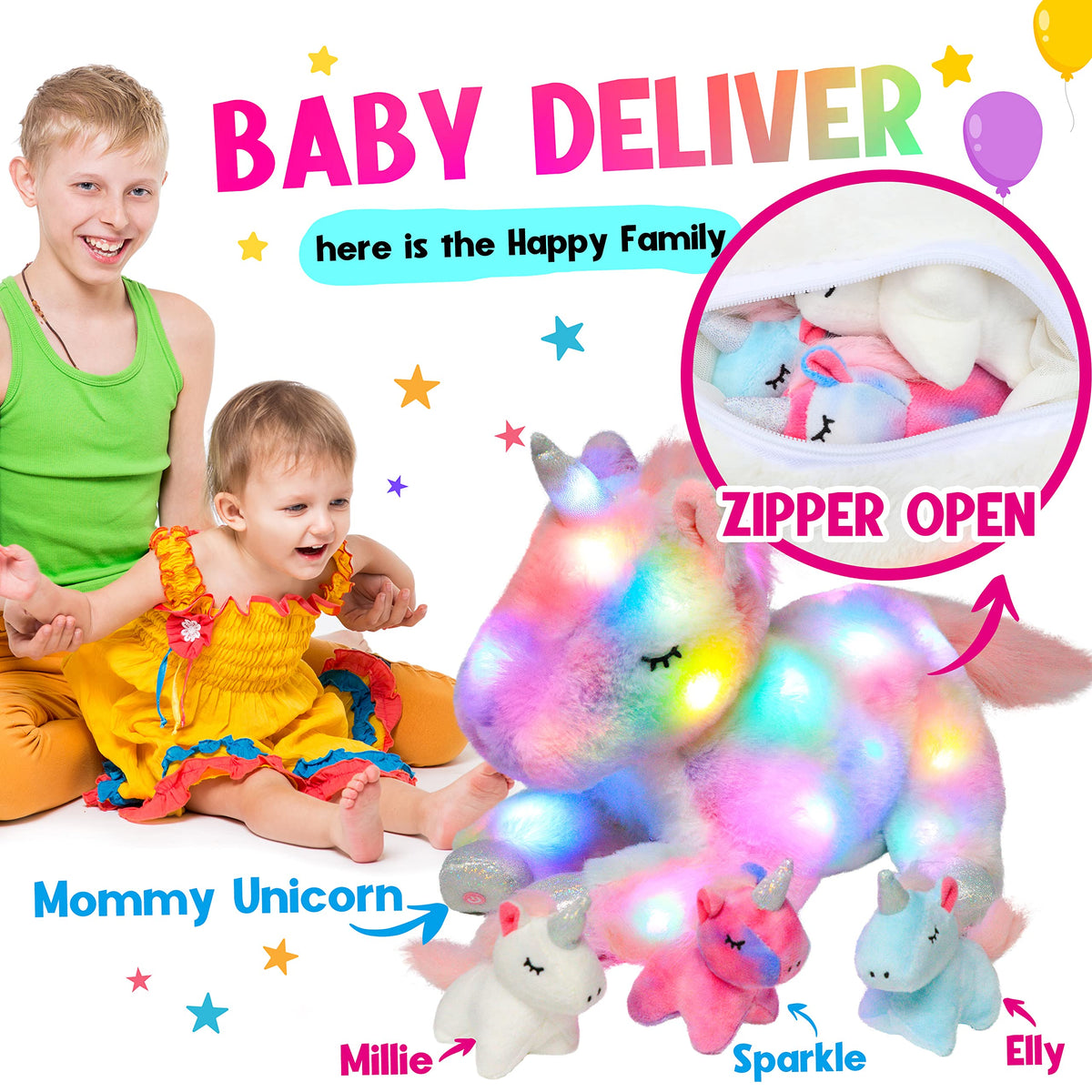 Hopearl Glitter horn and hooves add magical sparkle during playtime.