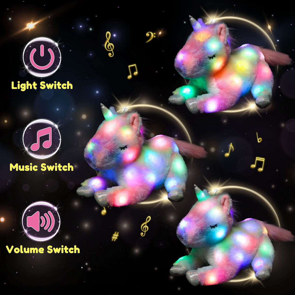 Hopearl Mommy Unicorn belly opens to reveal removable baby unicorn 3 for storytelling.