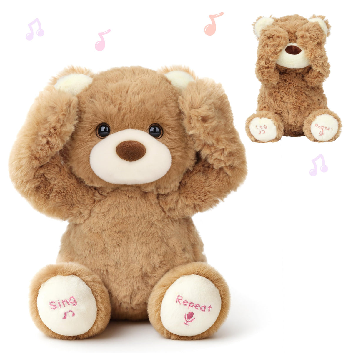 Hopearl Peek A Boo Bear front view plush toy perfect for cuddles.