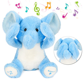 Hopearl Peek A Boo Elephant front view invites interactive play with a soft plush feel.