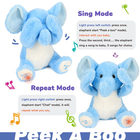 Hopearl Peek A Boo Elephant singing mode delivers cheerful tunes during playtime.