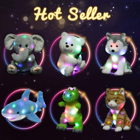 Hopearl soft blue puppy toy glows softly to ease darkness.
