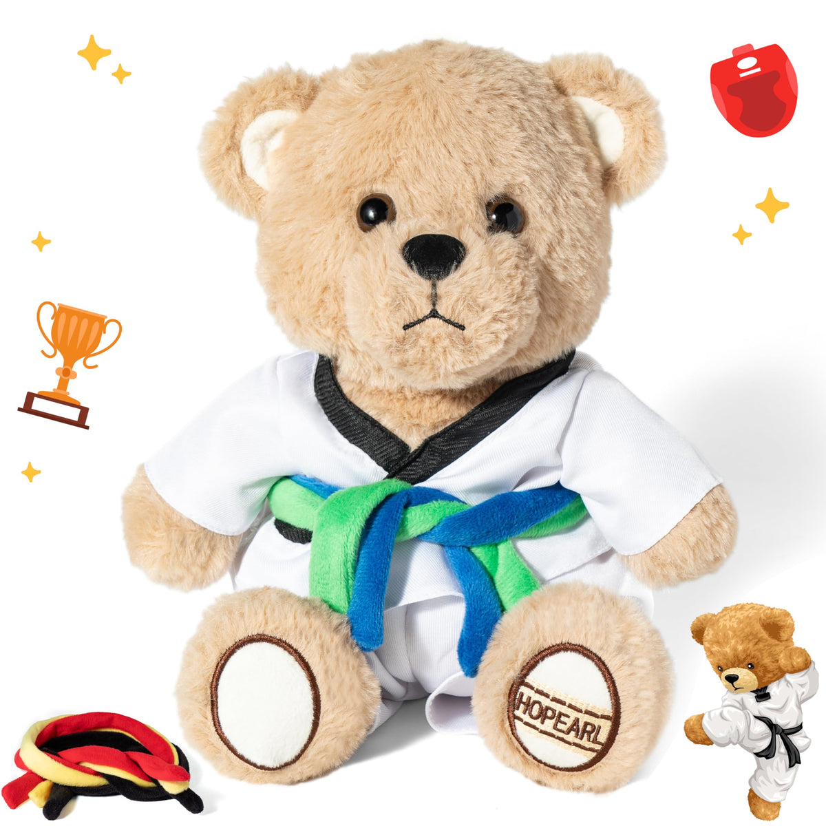 Hopearl Taekwondo Bear with detachable uniform for imaginative play