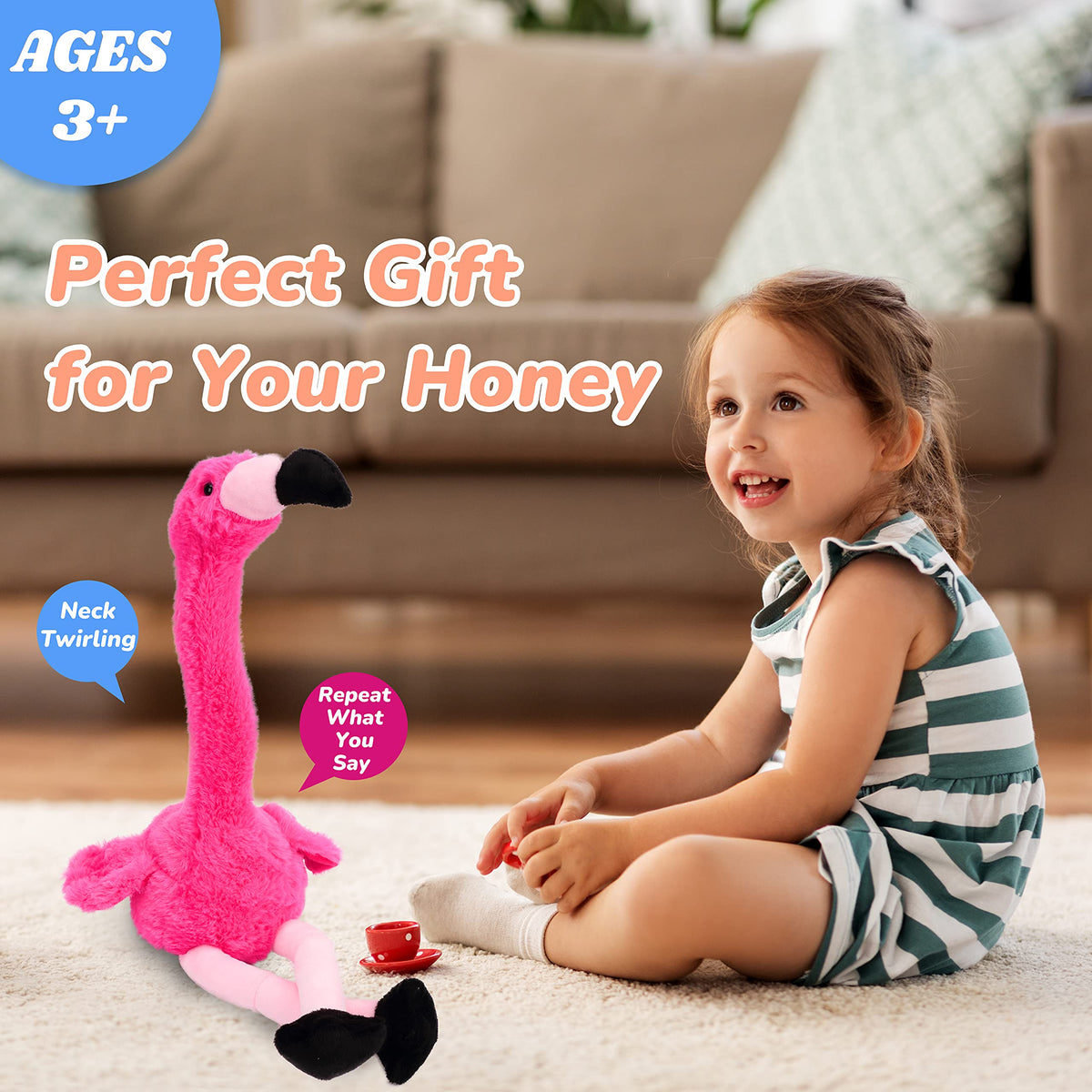 Hopearl Interactive Talking Flamingo inspires imagination and storytelling.