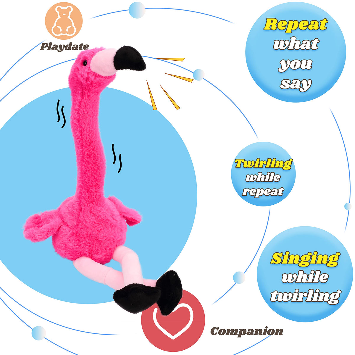 Hopearl Pink Talking Flamingo plush is a cute, portable buddy for toddlers.