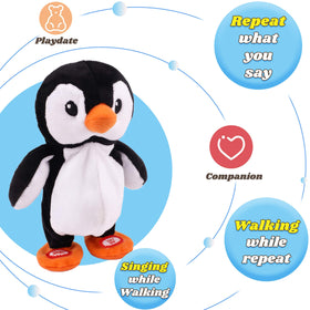 Hopearl Talking Penguin hand button activates repeat mode for quick fun.