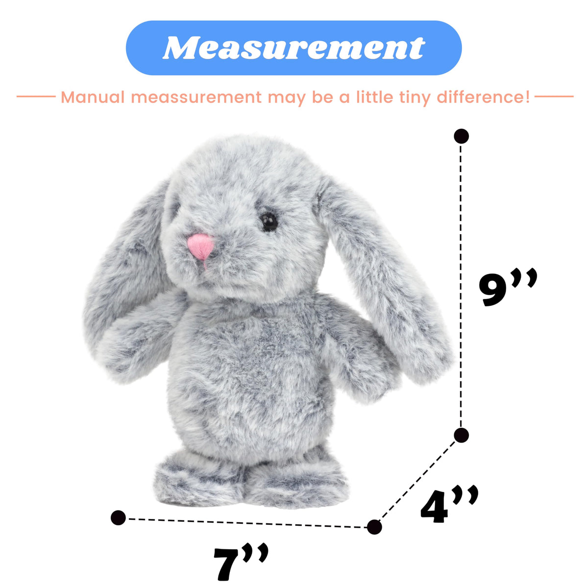 Hopearl Talking Singing Bunny hand button use: easy trigger for repeating phrases and songs.