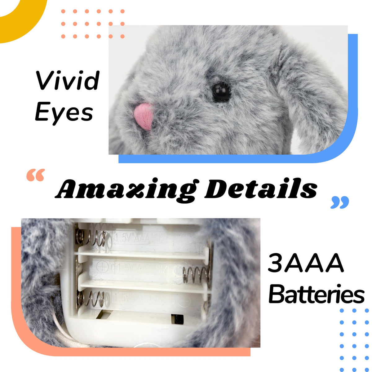 Hopearl Talking Singing Bunny head shake feature: expressive motion delights during storytelling.
