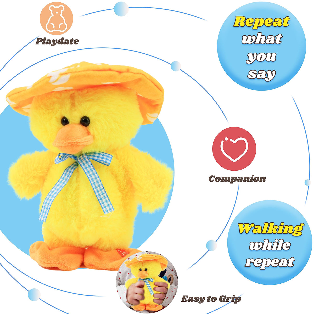 Hopearl yellow interactive duck toy engages kids with songs.