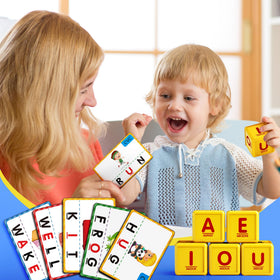 HOPEEYE enlarged letter cubes support precise word matching and spelling.