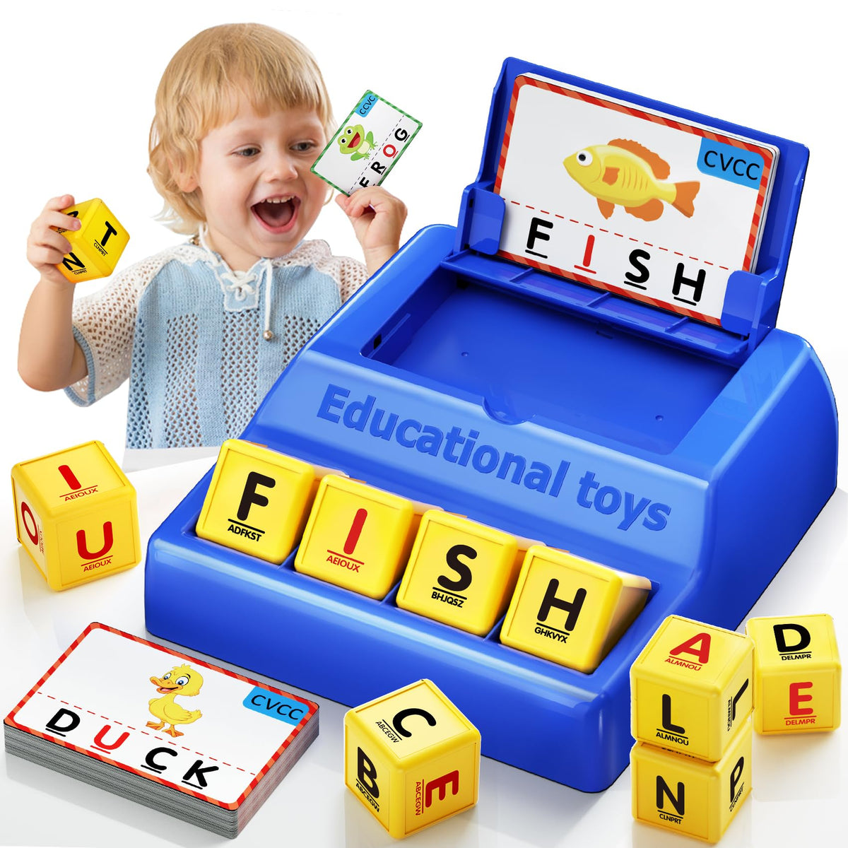 HOPEEYE Montessori Matching Letter Game with blue tray for easy word matching