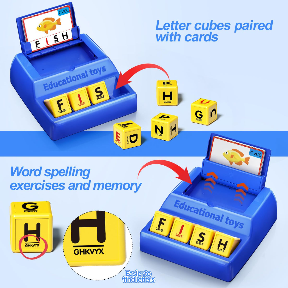 HOPEEYE word cards show 60 word variants for spelling practice