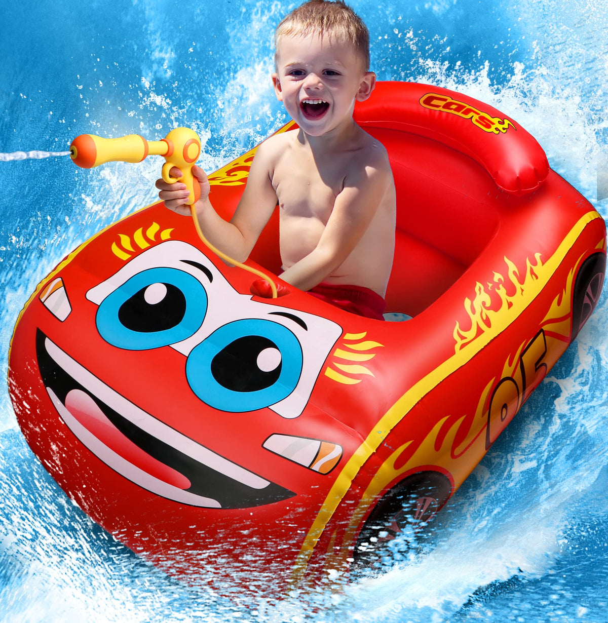 HopeRock pool float car red offers a kid-friendly ride-on experience for pool adventures.