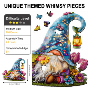 Hopelucr Dreamy Garden Gnome Puzzle close-up shows premium 5mm wood and precise cuts