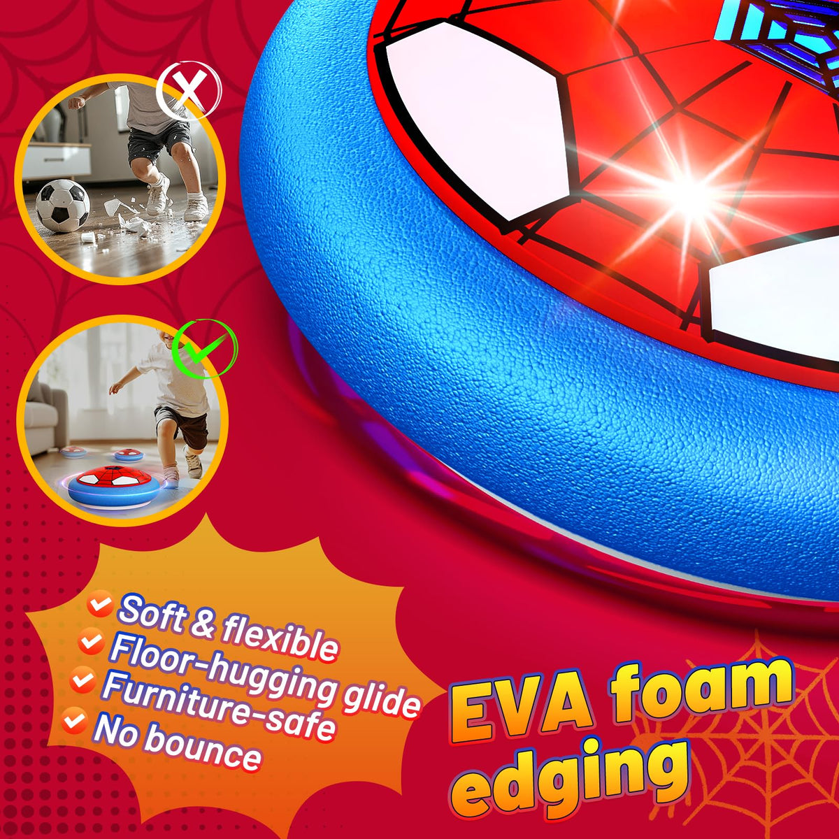 HopeRock indoor-friendly hover ball design works on wood, tile, and carpet