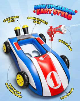 HopeRock kids pool float features built-in water gun for interactive play.