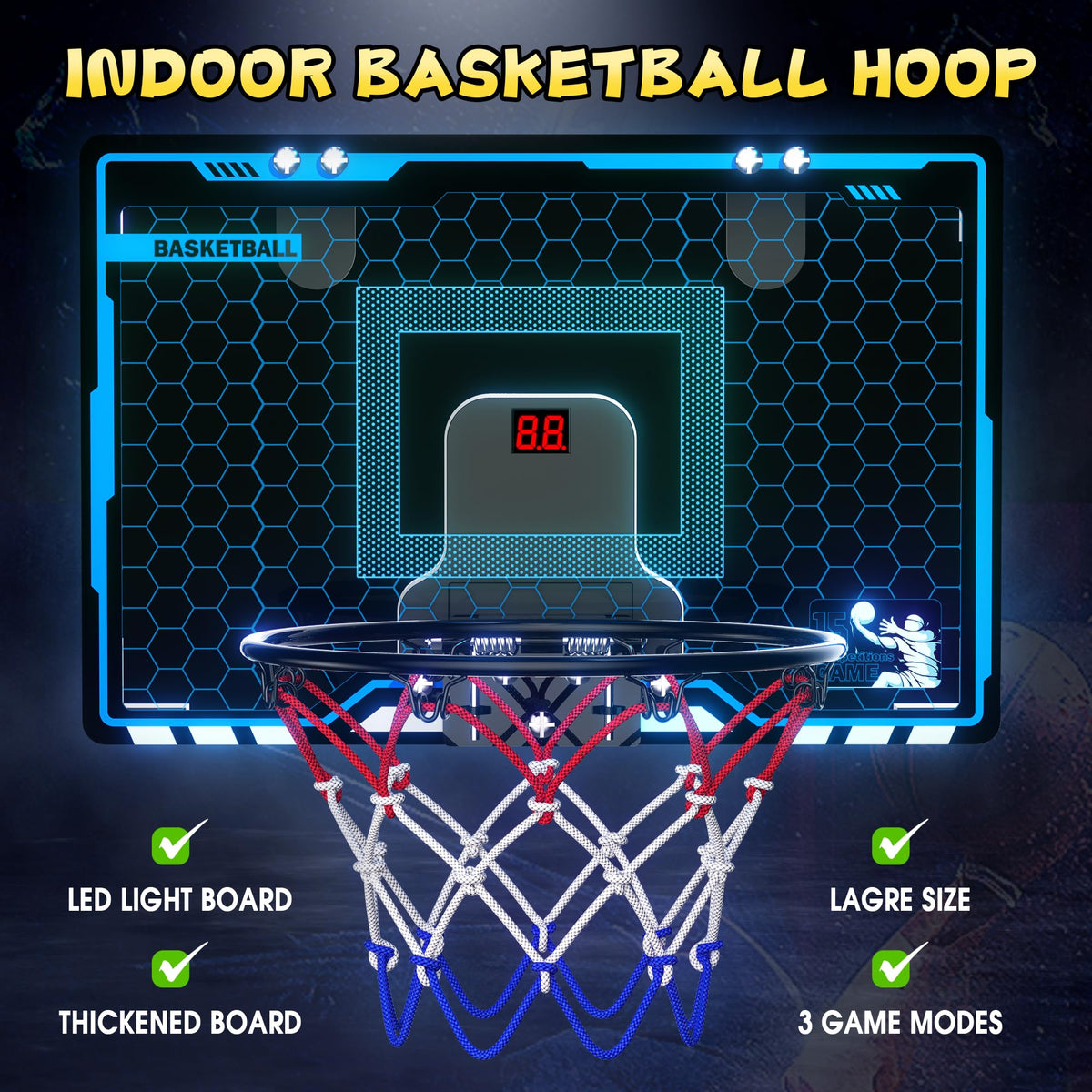 HopeRock backboard with shock-proof sponge strips protects doors and reduces noise