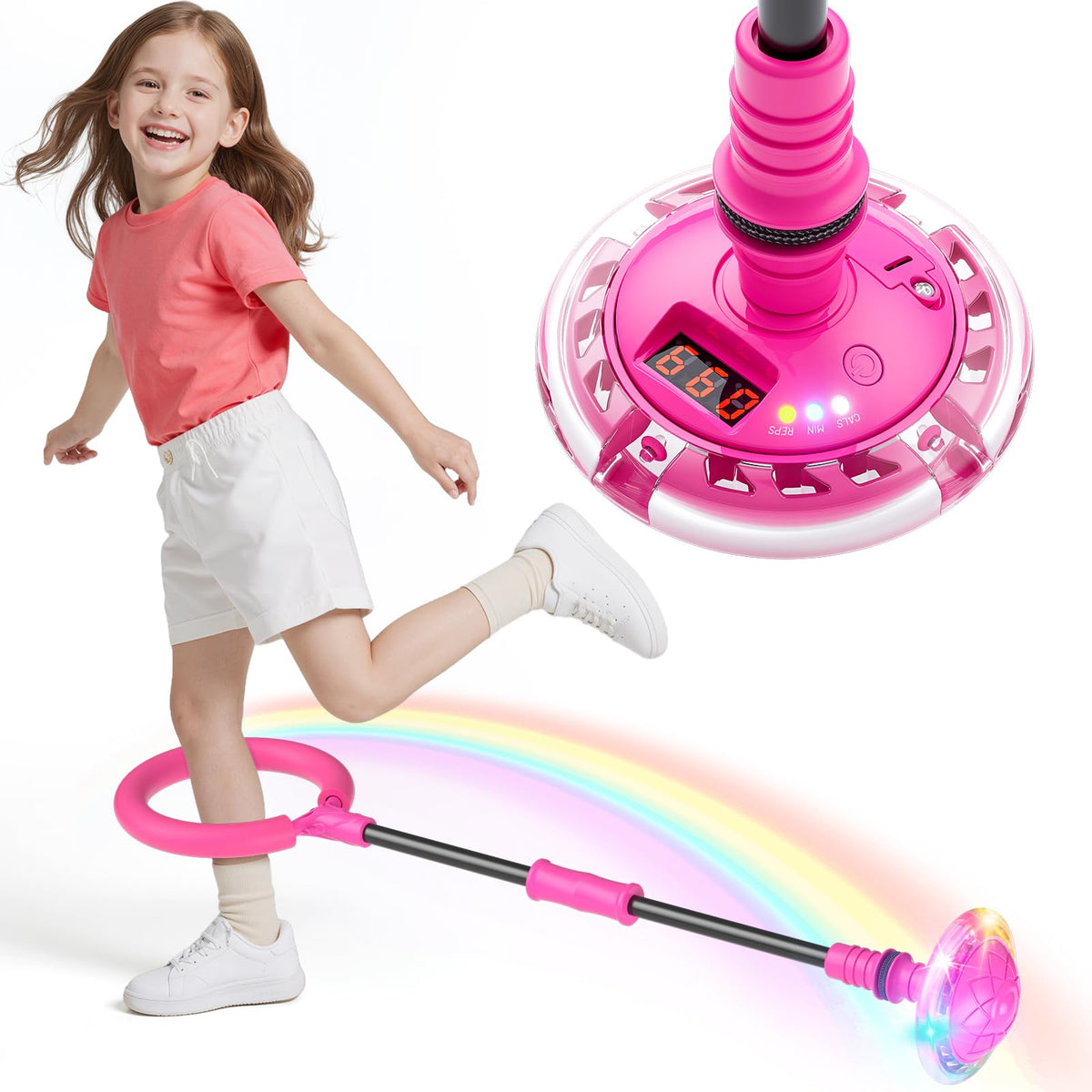 HopeRock Skip Ball Toy with LED light-up wheel lighting up each jump for engaging play