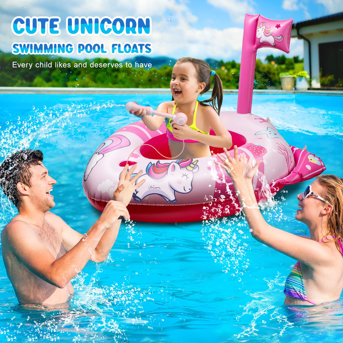 HopeRock unicorn pool float with yacht-style design for standout pool time