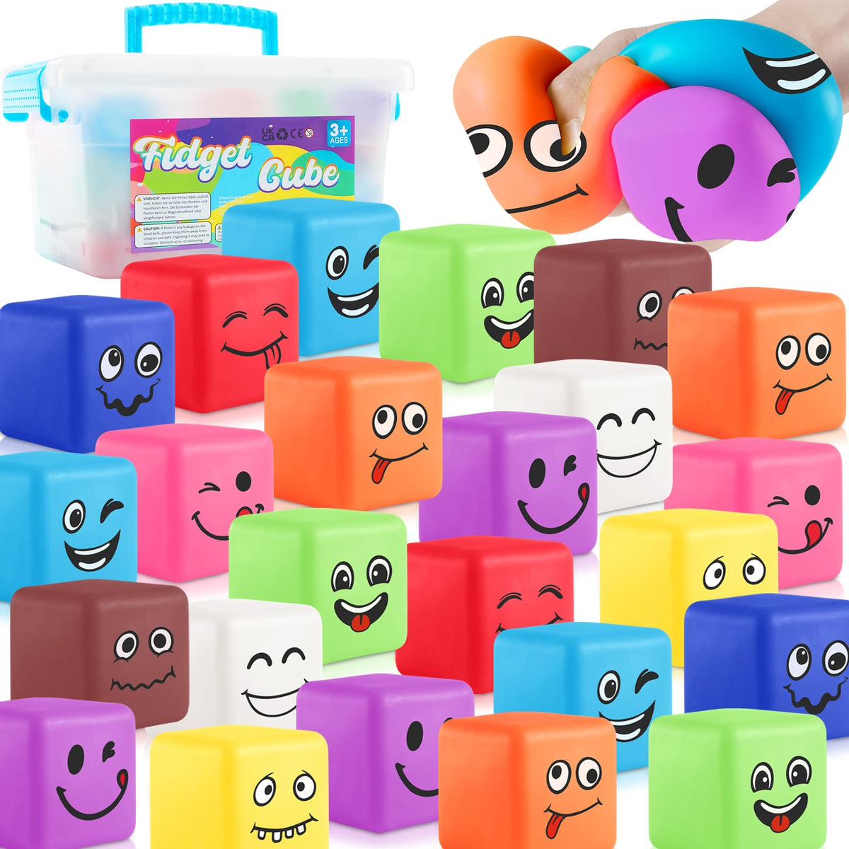 Hopihy smile face stress ball close-up for quick anxiety relief at work.