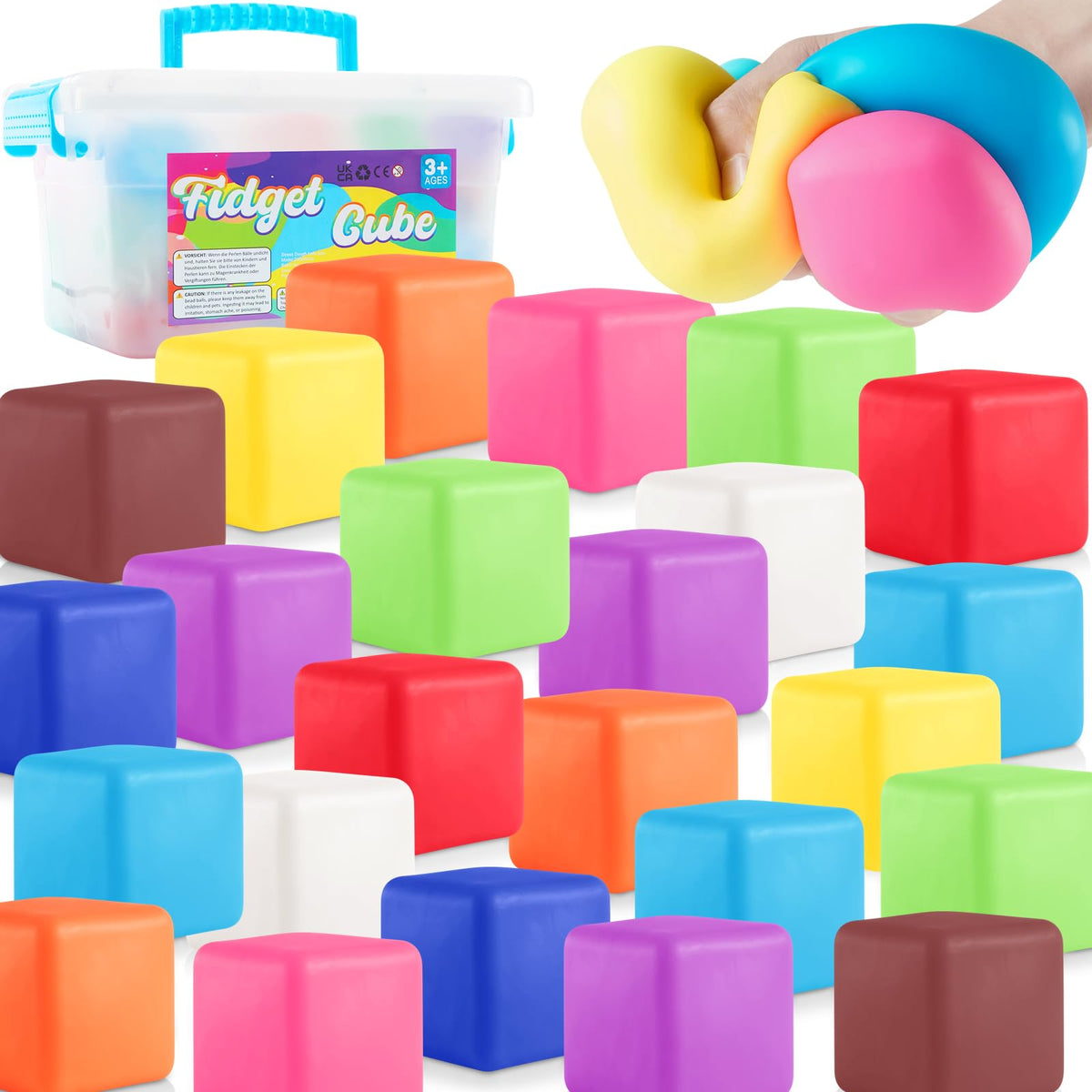 Hopihy stress cubes 24-pack for calming sensory play and anxiety relief on the go.