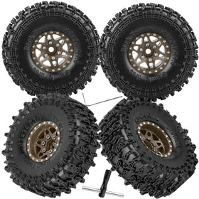 HopsupRC beadlock wheel 1.0-inch brown for SCX24 TRX4M enhances grip.