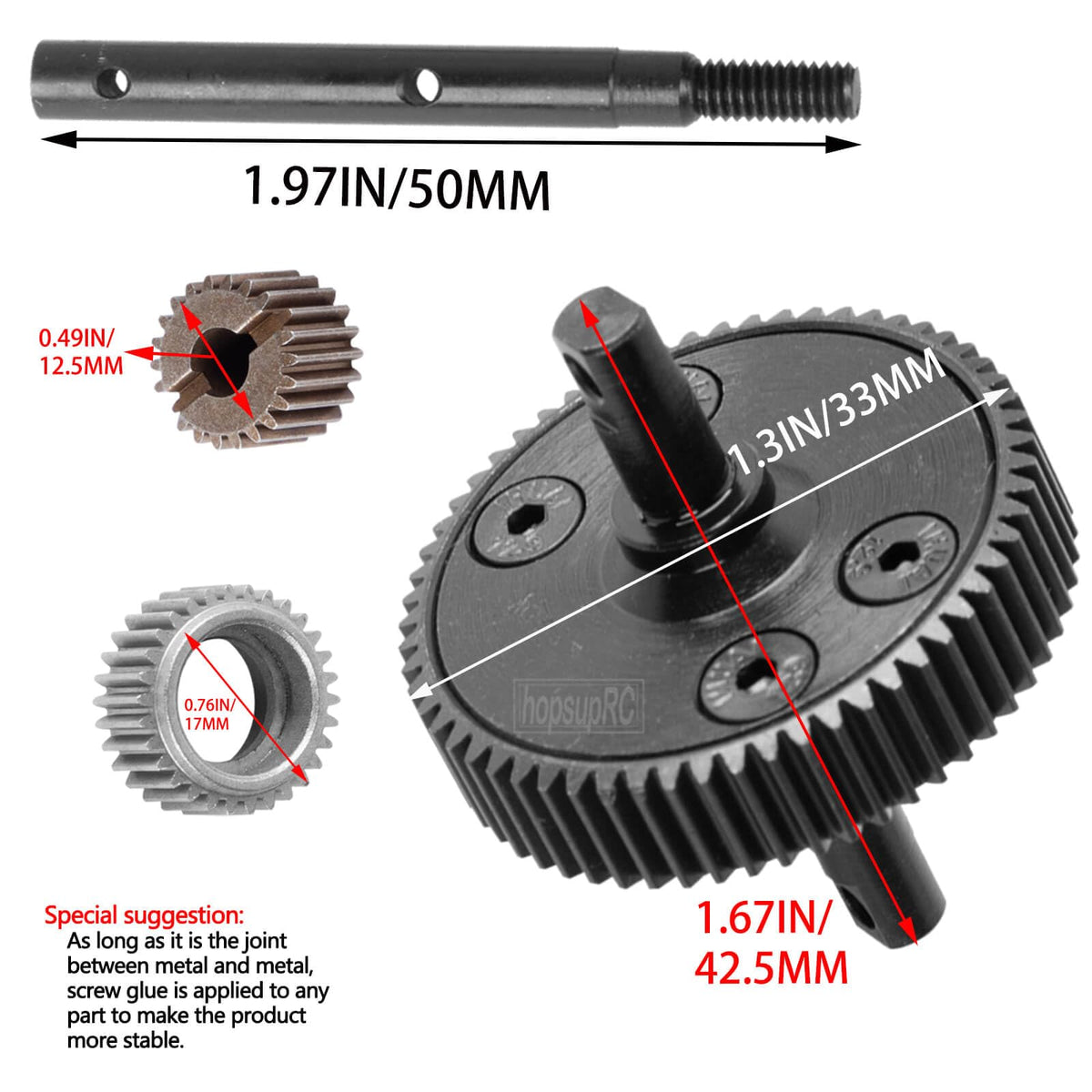 HopsupRC gear upgrade for Bandit 2WD VXL supports smooth rotation and durability.