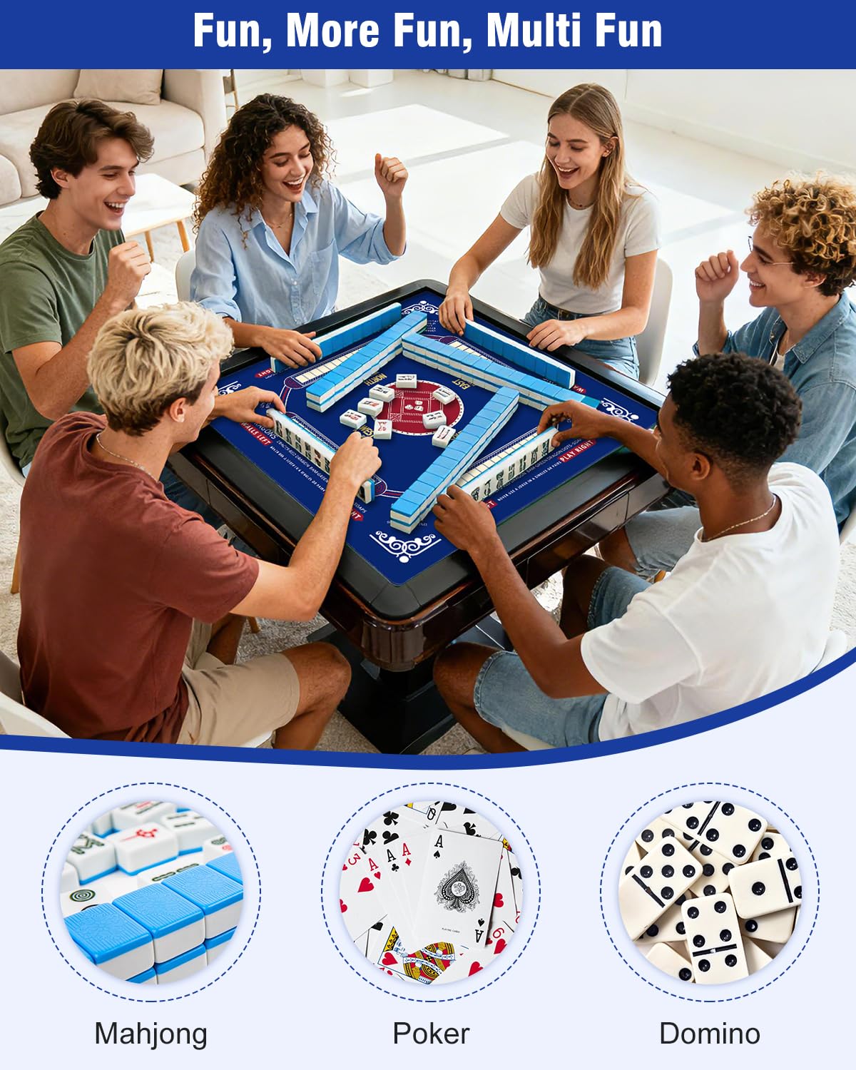 HoRiMe Mahjong Mat reinforced stitched edges prevent curling and wear.