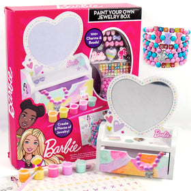 Barbie Paint Your Own Jewelry Box heart vanity for personalized room decor.