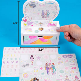 Barbie vanity mirror and lined drawer to store finished pieces.